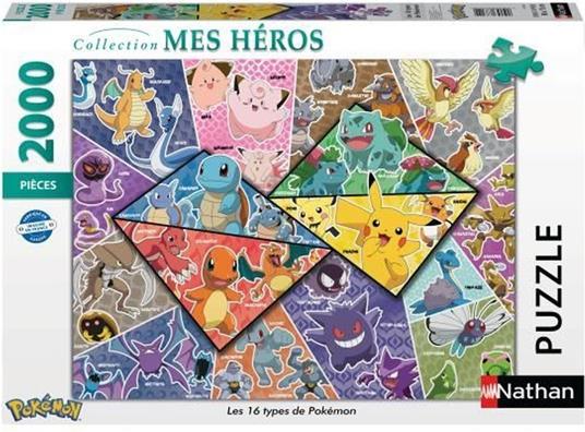 Nathan-POKEMON-Puzzle 2000 pezzi - I 16 tipi di Pokémon