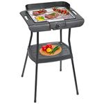 Clatronic BQS 3508 Barbecue Elettrico con Gambe, Griglia Cromata 35,5 x 24,5 cm, Staccabile 2000W Nero/Argento