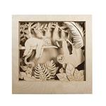 Rayher 62875505 Casa legno, motivo 3D, bradipo,FSC 1 %, 24x24x6,5cm, 11pz, box 1set, naturale