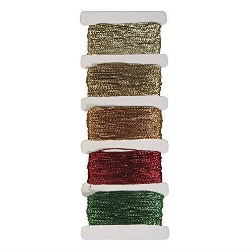 RAYHER 53587616 Metallic di Filato Stitch & Knot, 5 Colori Je 10 m in Assortiti,