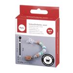 Kit fai da te - Clip per ciuccio in legno con perline in silicone blu