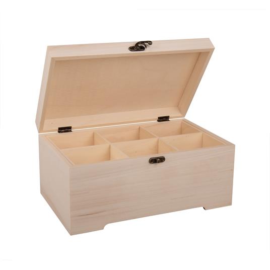 Cassetta e scatola di legno con 6 scomparti - da personalizzare - 28 x 18 x  13,5 cm