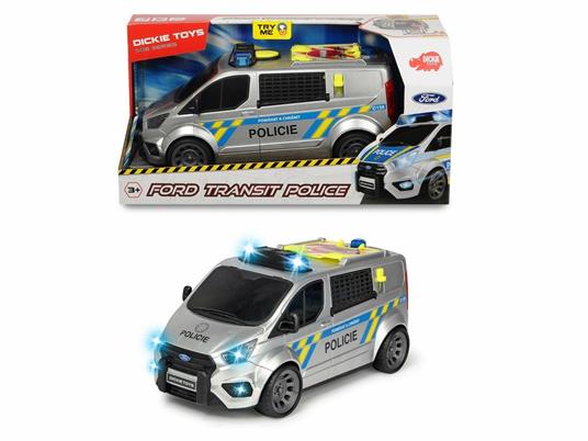 Dickie SOS Ford Transit Police, cm.28, scala 1:18, con luci e suoni, try me