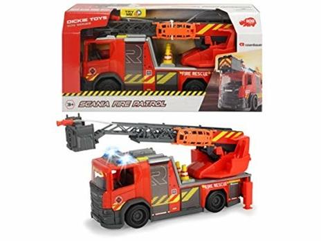 Dickie Toys: Sos Scania Fire Rescue Cm. 35 Rosenbauer, Luci E Suoni