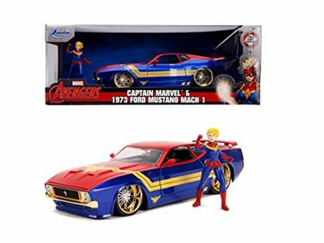 Marvel Captain Marvel 1973 Ford Mustang Mach 1 In Scala 124 Die-Cast Con Personaggio - 5