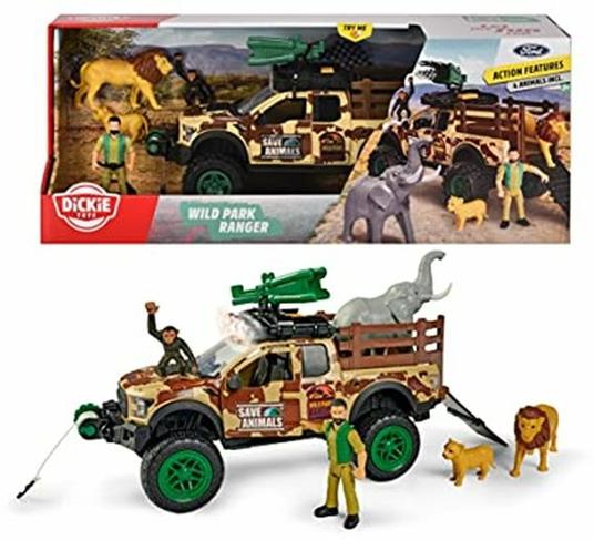 Dickie Toys Wild Park Ranger Con Ford Raptor In Scala 1 24, Personaggio E Animali Della Savana