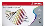 Matita colorata acquarellabile - STABILOaquacolor - Scatola in Metallo da 36 - Colori assortiti