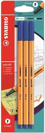 Fineliner - STABILO point 88 - Pack da 3 - Blu