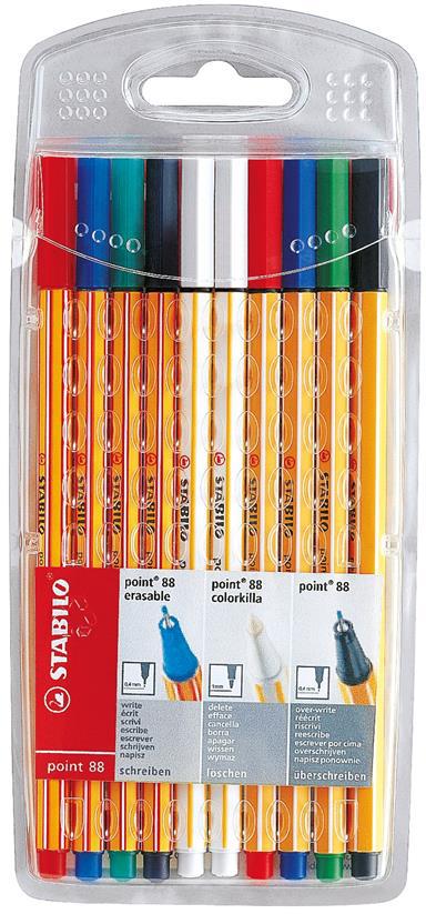STABILO point 88 Fineliner Cancellabile colore Nero Confezione da10 