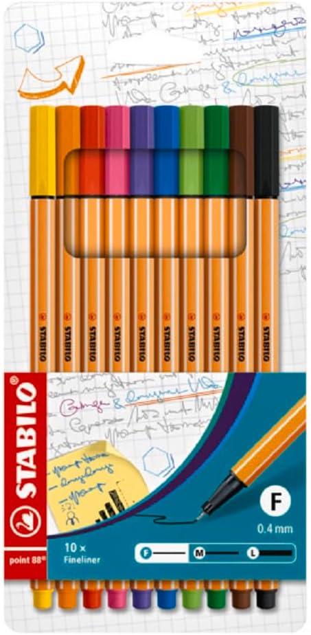 Fineliner - STABILO point 88 - Astuccio da 10 - Colori assortiti - 2