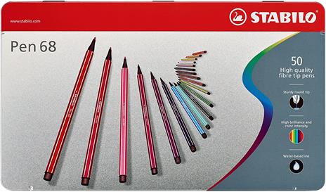 Pennarello Premium - STABILO Pen 68 - Scatola in Metallo da 50 - Colori assortiti - 2