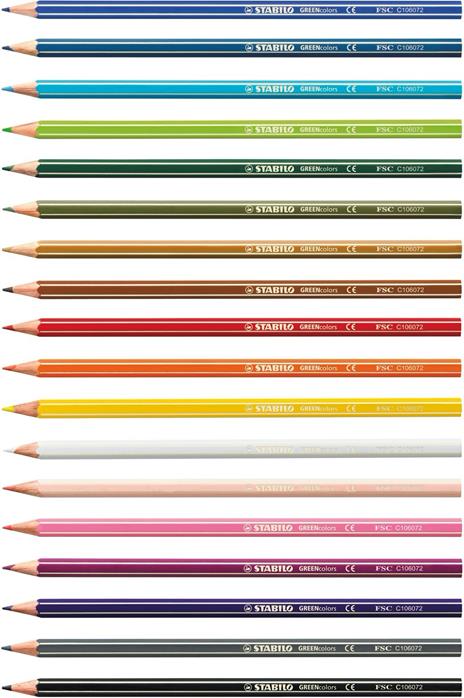 Matita colorata Ecosostenibile - STABILO GREENcolors - Astuccio da 18 - Colori assortiti - 2