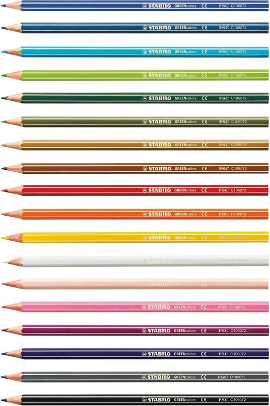 Matita colorata Ecosostenibile - STABILO GREENcolors - Astuccio da 18 - Colori assortiti - 2
