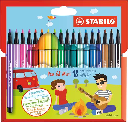 Pennarello Premium - STABILO Pen 68 Mini - Astuccio da 18 - Colori assortiti
