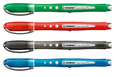 Penna Roller - STABILO worker+ colorful - Tratto 0,5 mm - Astuccio da 4 - Colori assortiti - 2
