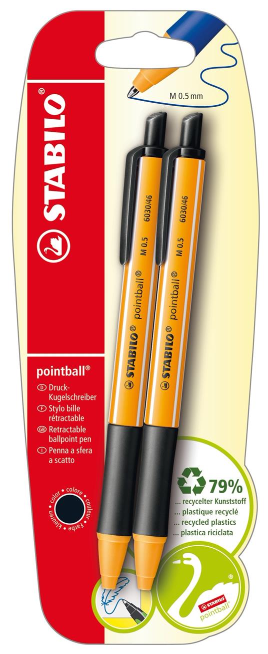 CO2-neutralized ballpoint pen STABILO pointball - pack of 4