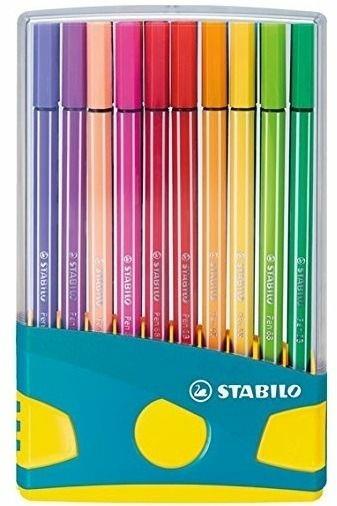 Pennarello Premium - STABILO Pen 68 Colorparade in Turchese - Astuccio da 20 - Colori assortiti