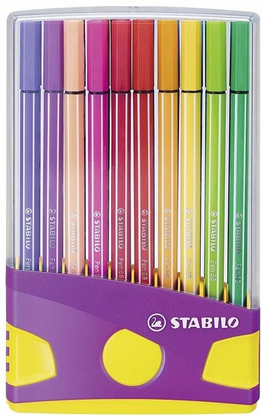 Pennarello Premium - STABILO Pen 68 Colorparade in Lilla - Astuccio da 20 - Colori assortiti