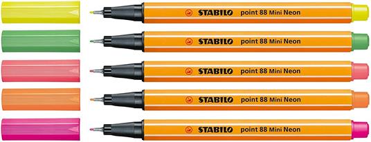 Fineliner - STABILO point 88 Mini - Astuccio da 5 - Colori NEON - 4