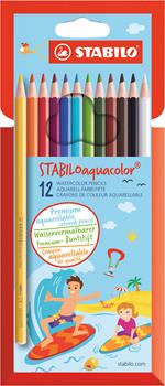 Matita colorata acquarellabile - STABILOaquacolor - Astuccio da 12 - Colori assortiti