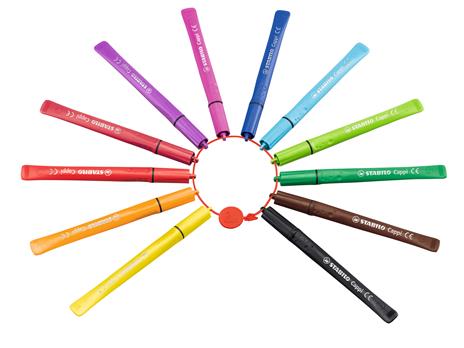 Pennarello con cordino porta cappuccio - STABILO Cappi - Astuccio da 12 - Colori assortiti - 4