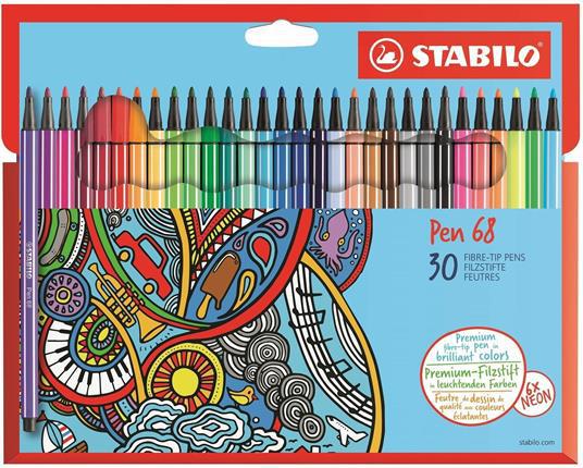 Pennarello Premium - STABILO Pen 68 - Astuccio in Cartone da 30 - Colori assortiti