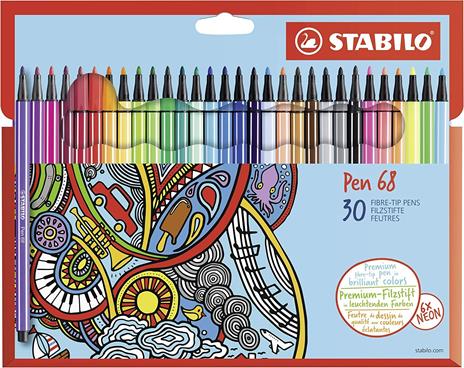 Pennarello Premium - STABILO Pen 68 - Astuccio in Cartone da 30 - Colori assortiti - 2