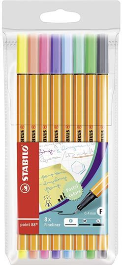 Fineliner - STABILO point 88 Pastel - Astuccio da 8 - Colori pastello  assortiti - STABILO - Cartoleria e scuola