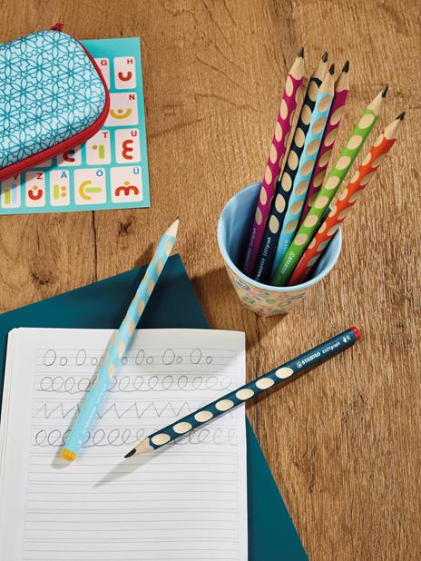 Matita Ergonomica triangolare - STABILO EASYgraph per Mancini in Azzurro - Confezione da 6 - Gradazione HB - 4