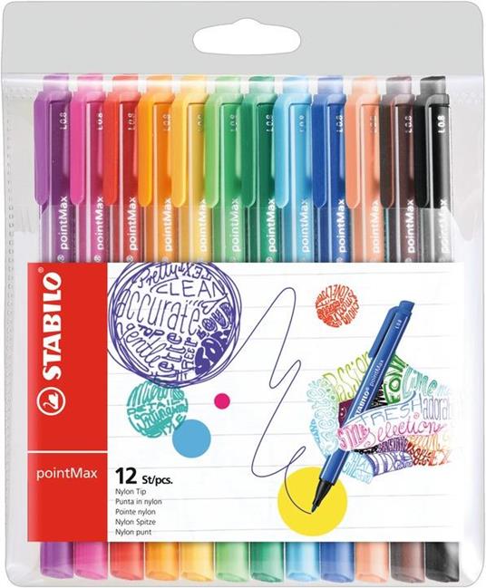 Fineliner Premium - STABILO pointMax - Astuccio da 12 - Colori assortiti