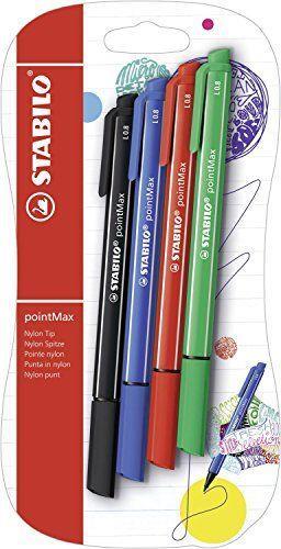 Stabilo b 50634 10 pointmax penna con punta in Nylon, colori assortiti (Confezione da 4)