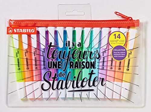 Evidenziatore STABILO swing cool Trousse con 14 Evidenziatori: 8 Fluo + 6 Pastel Edizione Limitata