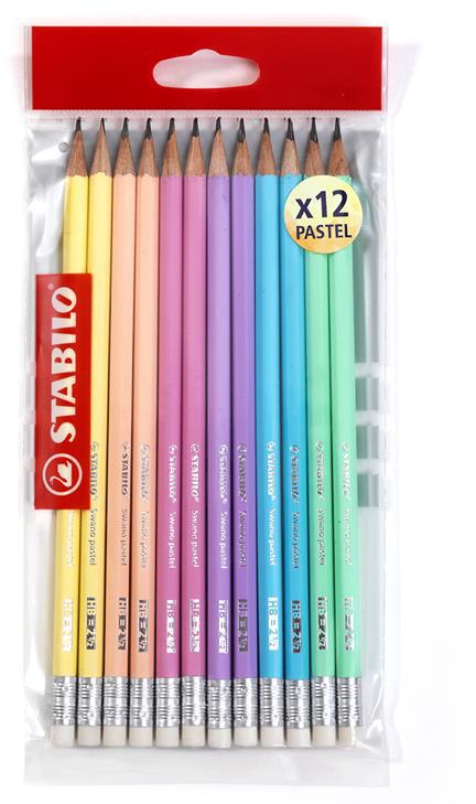 Matita in grafite - STABILO Swano pastel - Eco Pack da 12 - Colori assortiti