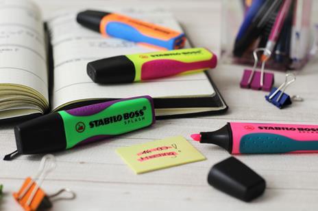 Evidenziatore - STABILO BOSS SPLASH - Astuccio da 4 - Arancione, Verde, Giallo, Rosa - 4