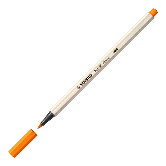 Pennarello Premium con punta a pennello - STABILO Pen 68 brush - Arancione - 2