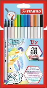 Pennarello Premium con punta a pennello - STABILO Pen 68 brush - Astuccio da 12 - con 12 colori assortiti