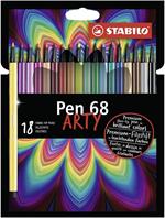 Pennarello Premium - STABILO Pen 68 - ARTY - Astuccio da 18 con appendino - 18 colori assortiti