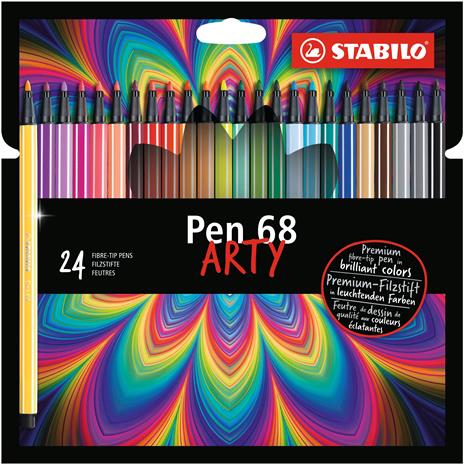Pennarello Premium - STABILO Pen 68 - ARTY - Astuccio da 24 con appendino - 24 colori assortiti