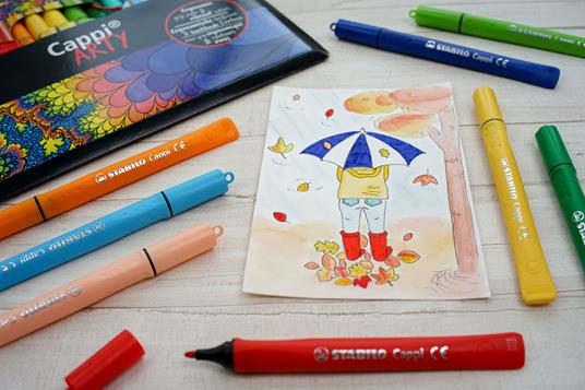 Pennarello con cordino porta cappuccio - STABILO Cappi - ARTY - Astuccio da 18 - Colori assortiti - 4