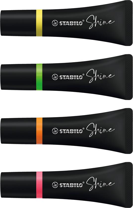 Evidenziatore  STABILO Shine - Astuccio da 4 - Giallo/Arancione/Verde/Rosa - 2