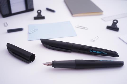 Penna Stilografica - STABILO Flow ACTIVE in nero - 1 penna - Cartuccia inclusa - 4