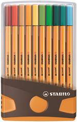 Fineliner - STABILO point 88 - Colorparade - Astuccio Desk-Set da 20 antracite/arancio - 20 colori assortiti