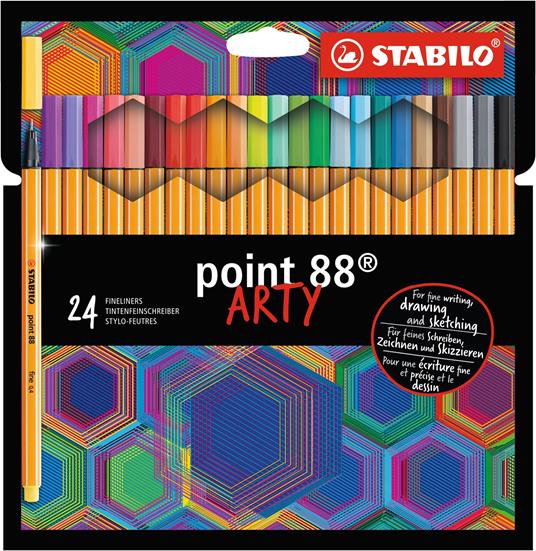 Fineliner - STABILO point 88 - ARTY - Astuccio da 24 con appendino - 24 colori assortiti - 2
