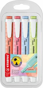 Evidenziatore - STABILO swing cool Pastel - Astuccio da 4 - Rosa Corallo/Fior di Ciliegio/Azzurro Ghiaccio/Lime