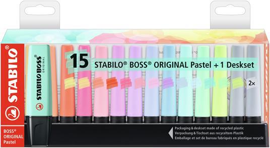 Evidenziatore - STABILO BOSS ORIGINAL Pastel Desk-Set - 15 Evidenziatori in  14 colori assortiti - STABILO - Cartoleria e scuola