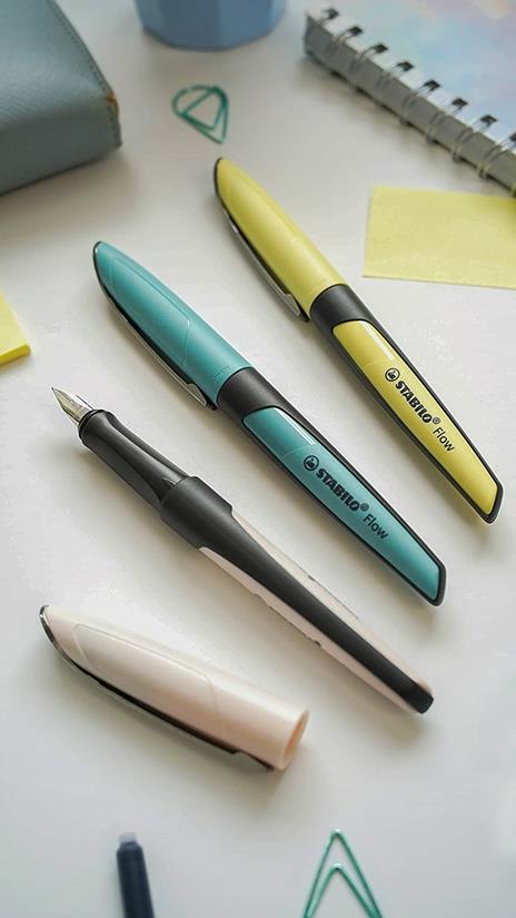 Penna Stilografica - STABILO Flow MODERN OFFICE in Giallo pastello - 1 penna - Cartuccia inclusa - 4