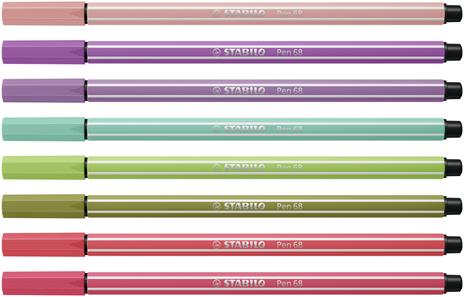 Pennarello Premium - STABILO Pen 68 - New Shades - Astuccio da 8 - Colori assortiti - 2