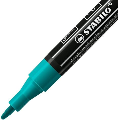 Marker acrilico - STABILO FREE Acrylic - T100 Punta rotonda 1-2mm - Confezione da 5 - Verde Pino - 2