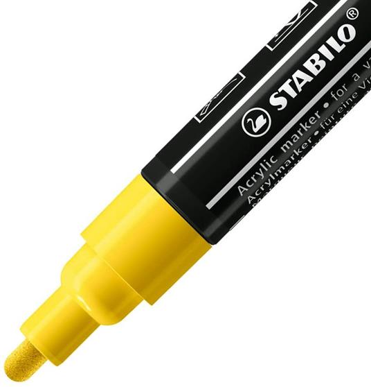 Marker acrilico - STABILO FREE Acrylic - T300 Punta rotonda 2-3mm - Confezione da 5 - Giallo - 2