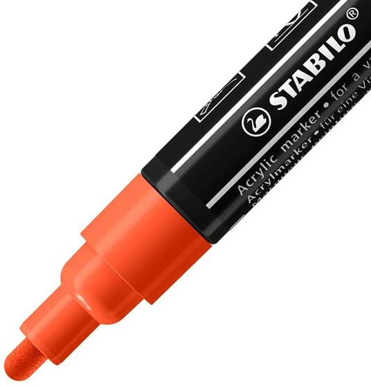 Marker acrilico - STABILO FREE Acrylic - T300 Punta rotonda 2-3mm - Confezione da 5 - Rosso - 2